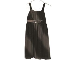 Youth Girls Holiday Editions  Shiny Black Gray Party Dress Size XL